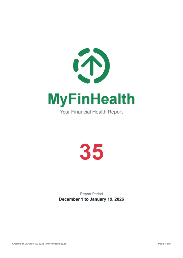 MyFinHealth Report Cover - Financial Health Score